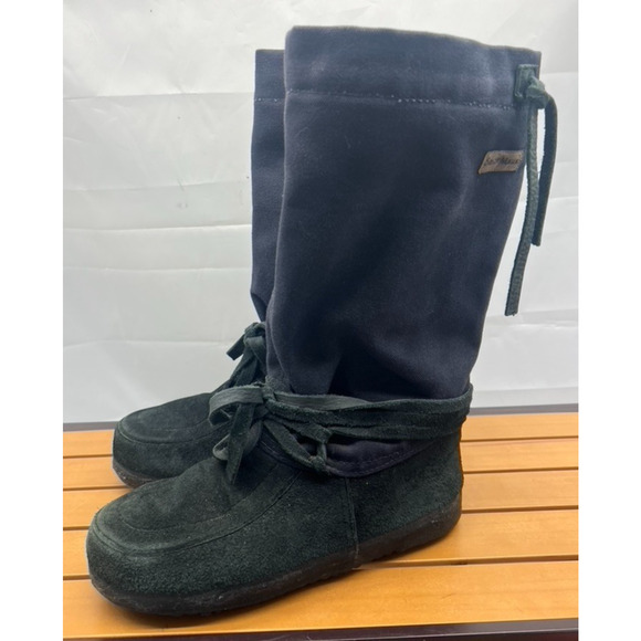 VTG Steger Mukluks Moosehide Canvas Outer Wool Liner Black Snow Winter Boot 9 - Picture 2 of 10